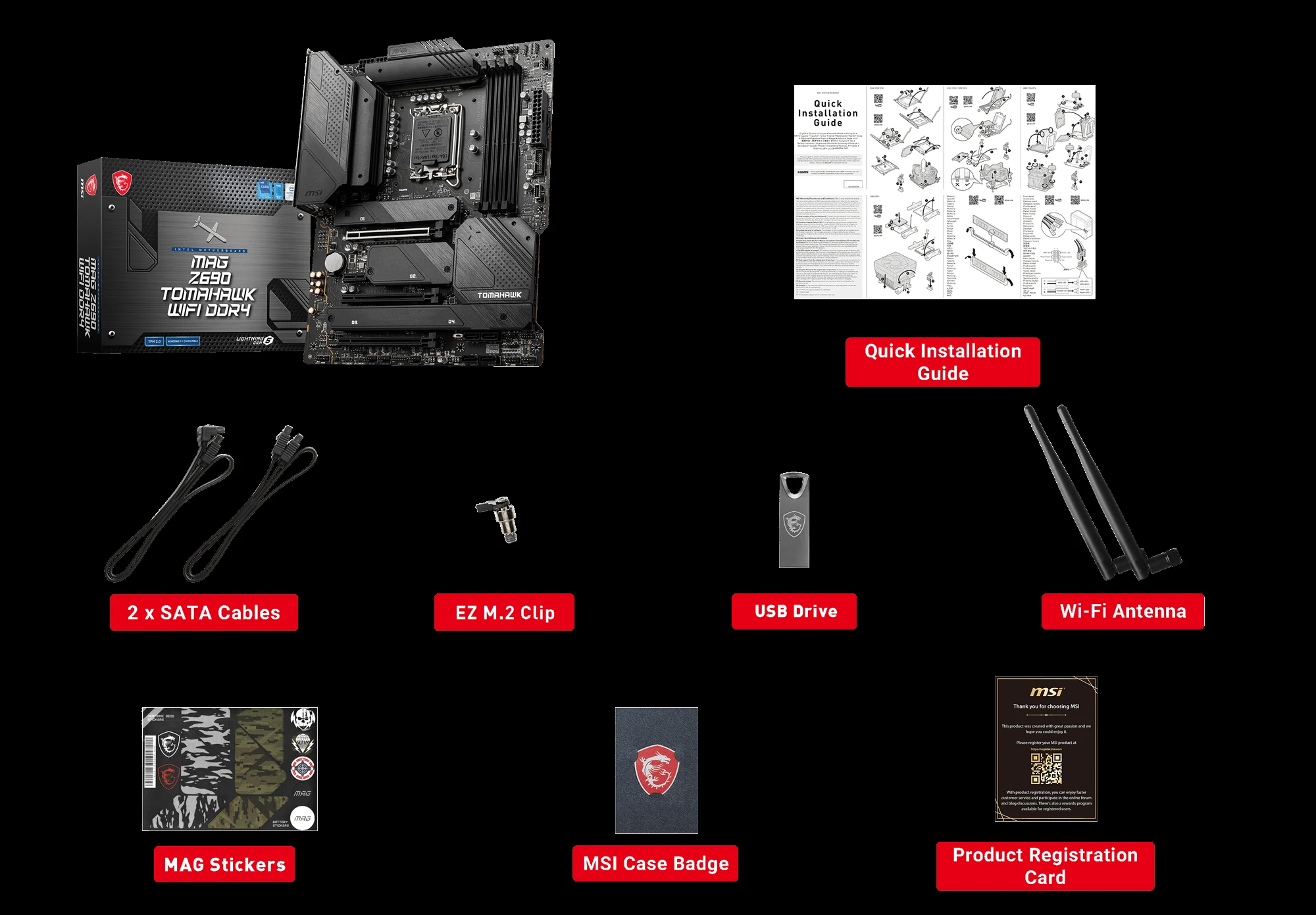 Mainboard MSI MAG Z690 Tomahawk WiFi DDR4 - 4 Khe RAM DDR4 - LGA 1700 - NEW