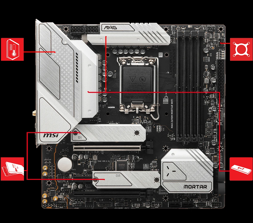 Mainboard MSI MAG Z690M Mortar WiFi DDR4 - 4 Khe RAM DDR4 - LGA 1700 - NEW
