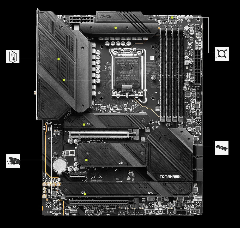 Mainboard MSI MAG Z790 Tomahawk WiFi - 4 Khe RAM DDR5 - LGA 1700 - NEW
