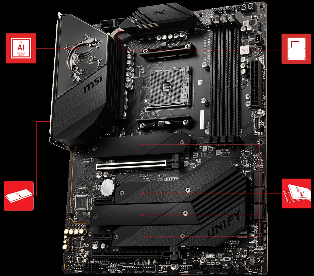 Mainboard MSI MEG B550 UNIFY - 4 Khe RAM DDR4 - AM4 - NEW