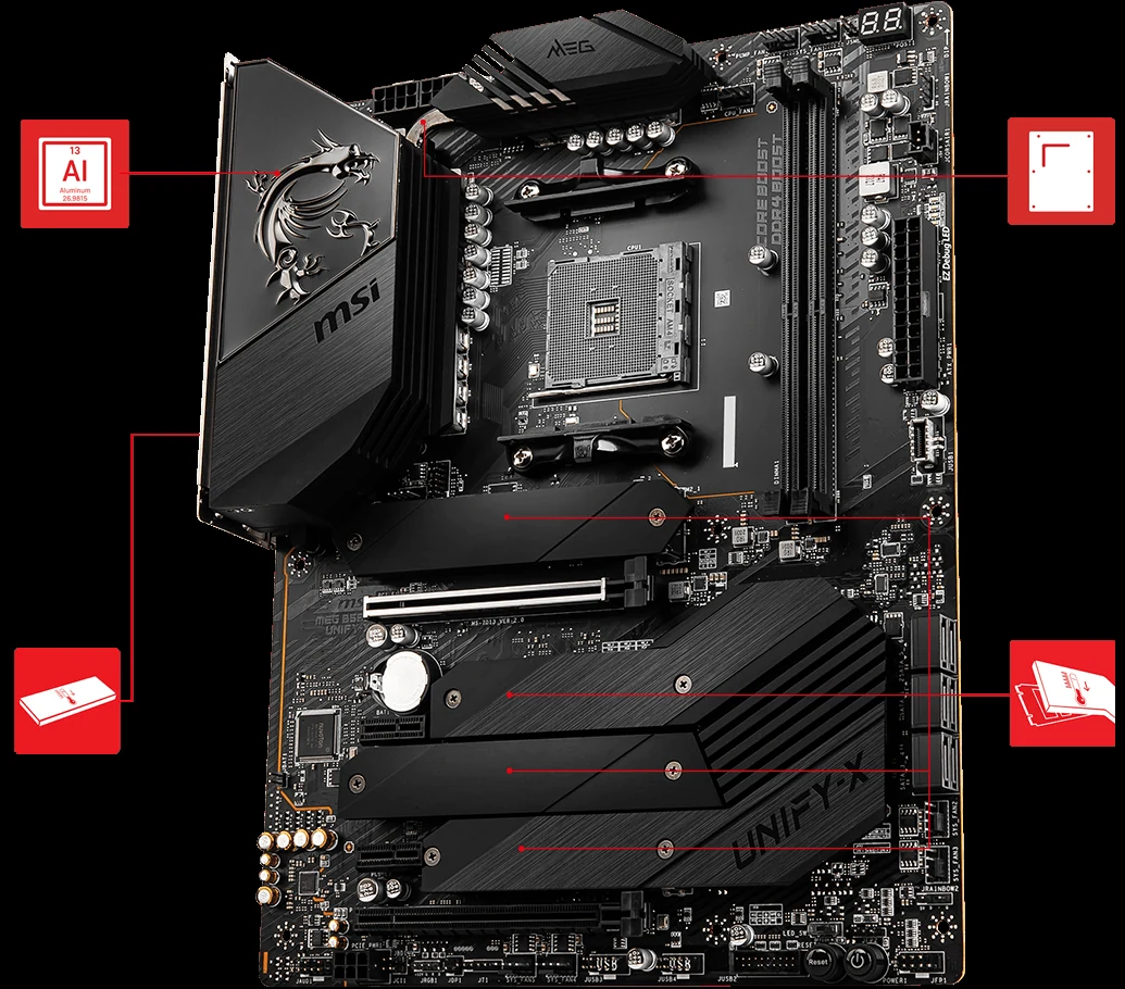 Mainboard MSI MEG B550 UNIFY-X - 2 Khe RAM DDR4 - AM4 - NEW