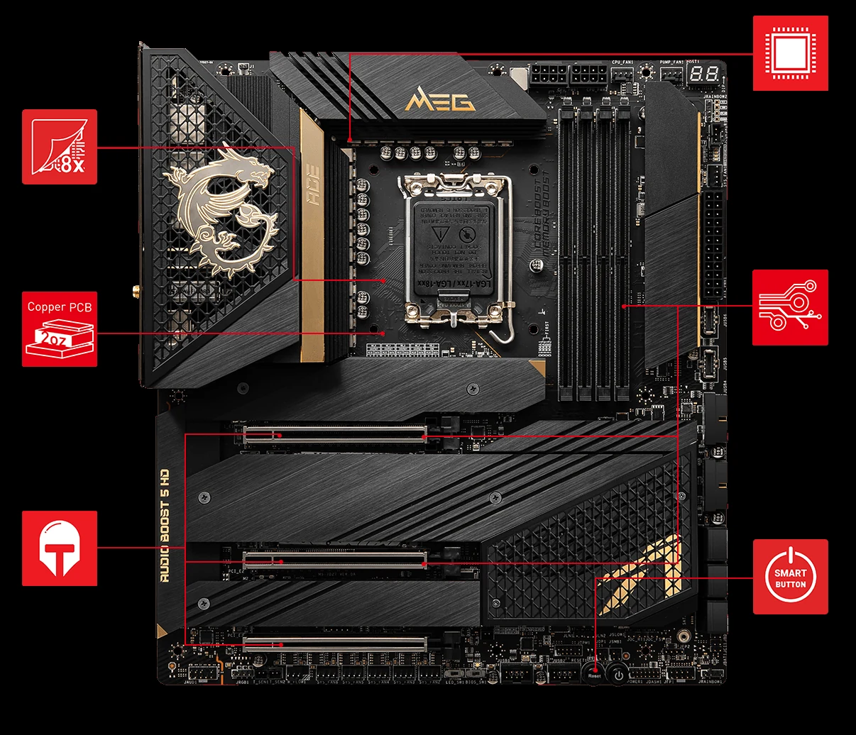 Mainboard MSI MEG Z690 ACE - 4 Khe RAM DDR5 - LGA 1700 - NEW