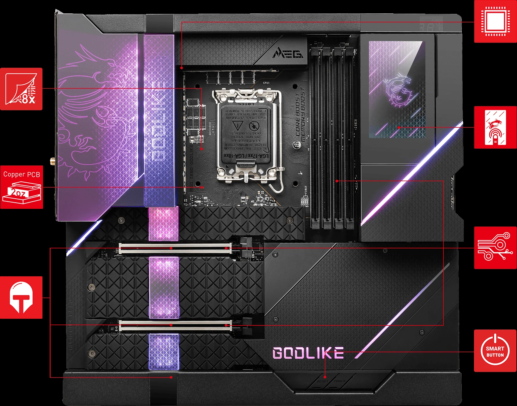 Mainboard MSI MEG Z690 Godlike - 4 Khe RAM DDR5 - LGA 1700 - NEW