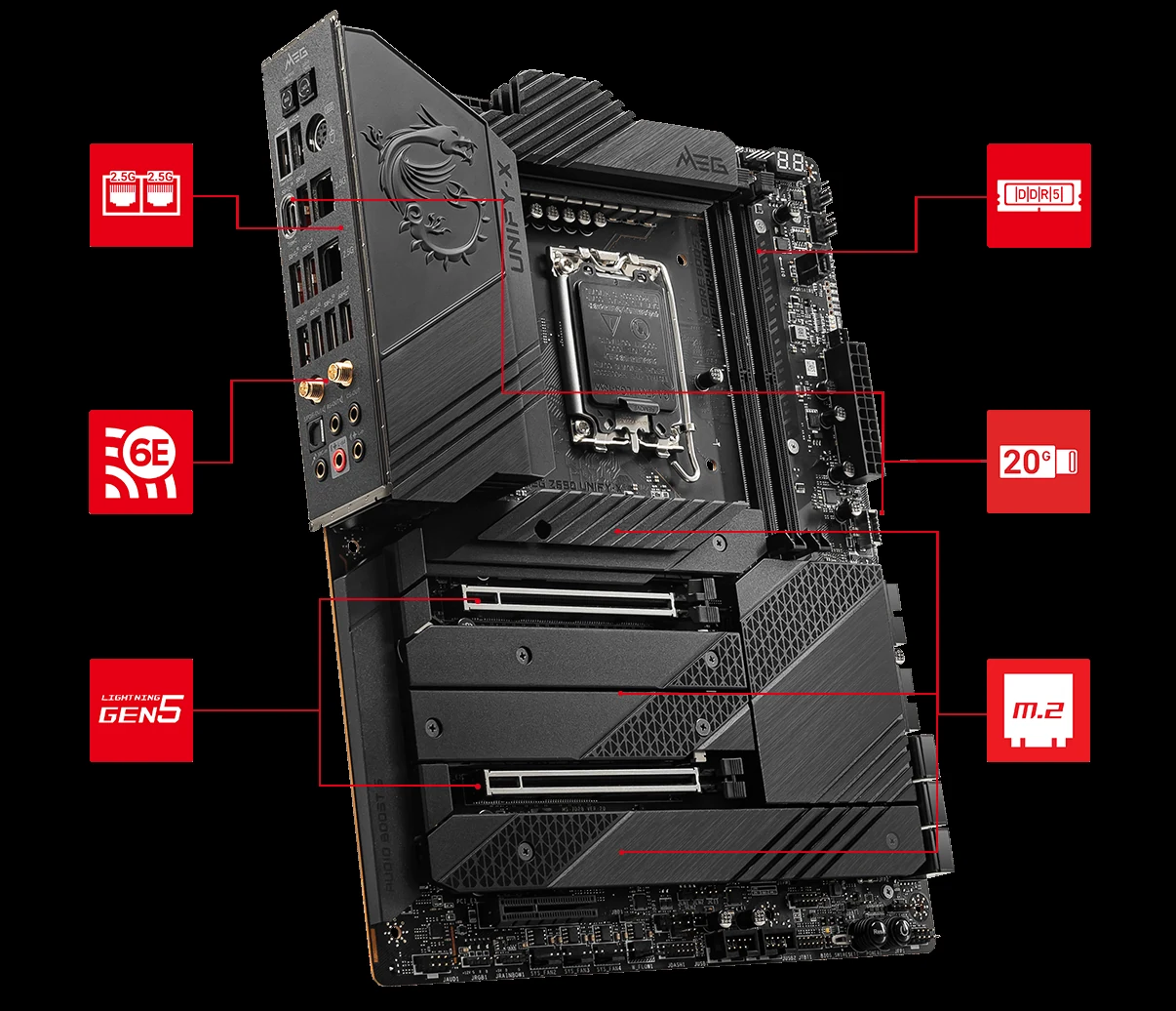 Mainboard MSI MEG Z690 Unify-X - 2 Khe RAM DDR5 - LGA 1700 - NEW
