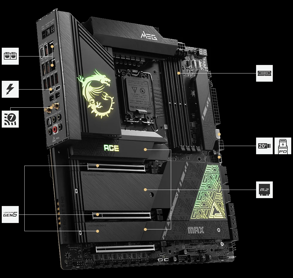 Mainboard MSI MEG Z790 ACE - 4 Khe RAM DDR5 - LGA 1700 - NEW
