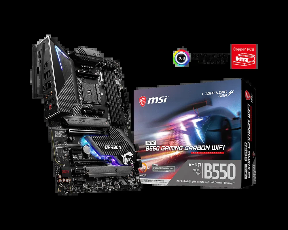 Mainboard MSI MPG B550 GAMING CARBON WIFI - 4 Khe RAM DDR4 - AM4 - NEW