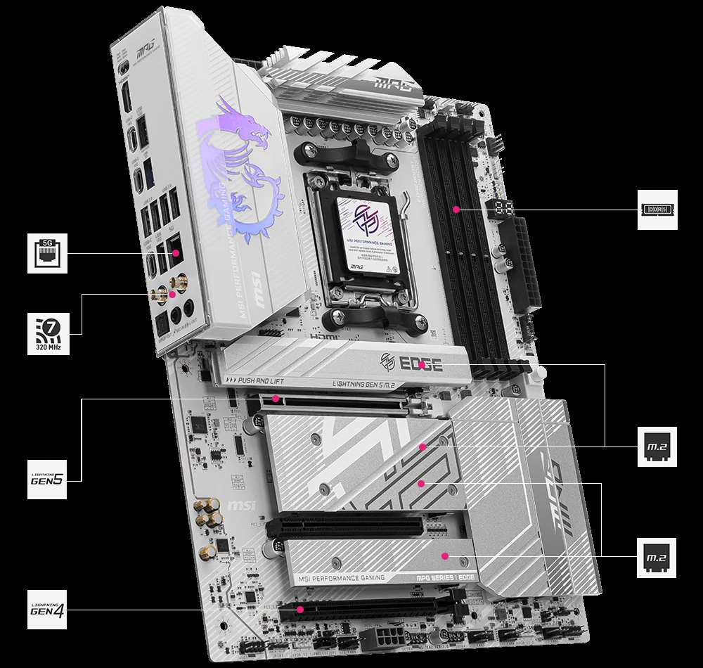 Mainboard MSI MPG B850 EDGE TI WIFI - 4 Khe RAM DDR5 - AM5 - NEW
