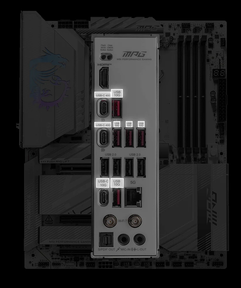 Mainboard MSI MPG X870E EDGE TI WIFI - 4 Khe RAM DDR5 - AM5 - NEW