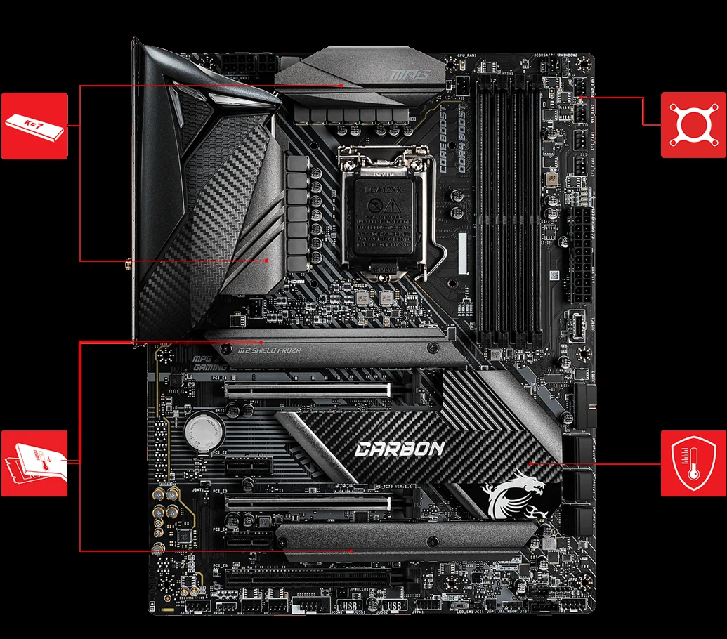 Mainboard MSI MPG Z490 GAMING CARBON WIFI - LGA 1200 - NEW