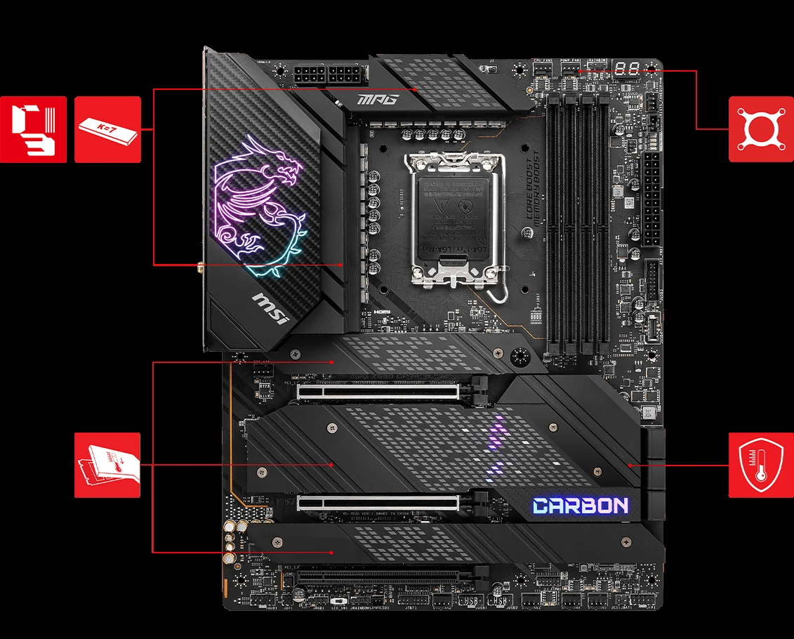 Mainboard MSI MPG Z690 Carbon WiFi - 4 Khe RAM DDR5 - LGA 1700 - NEW