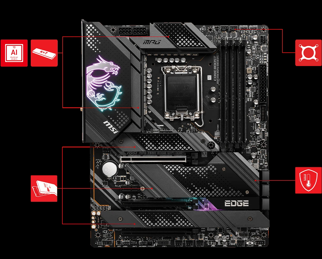 Mainboard MSI MPG Z690 Edge WiFi DDR4 - 4 Khe RAM DDR4 - LGA 1700 - NEW