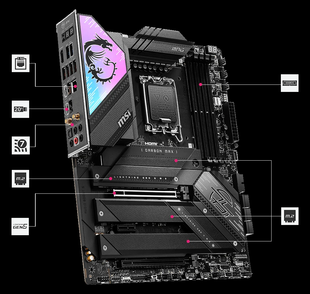 Mainboard MSI MPG Z790 Carbon Max WiFi - 4 Khe RAM DDR5 - LGA 1700 - NEW