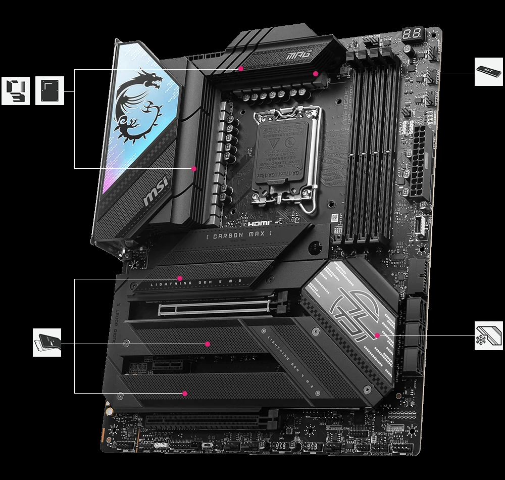 Mainboard MSI MPG Z790 Carbon Max WiFi - 4 Khe RAM DDR5 - LGA 1700 - NEW