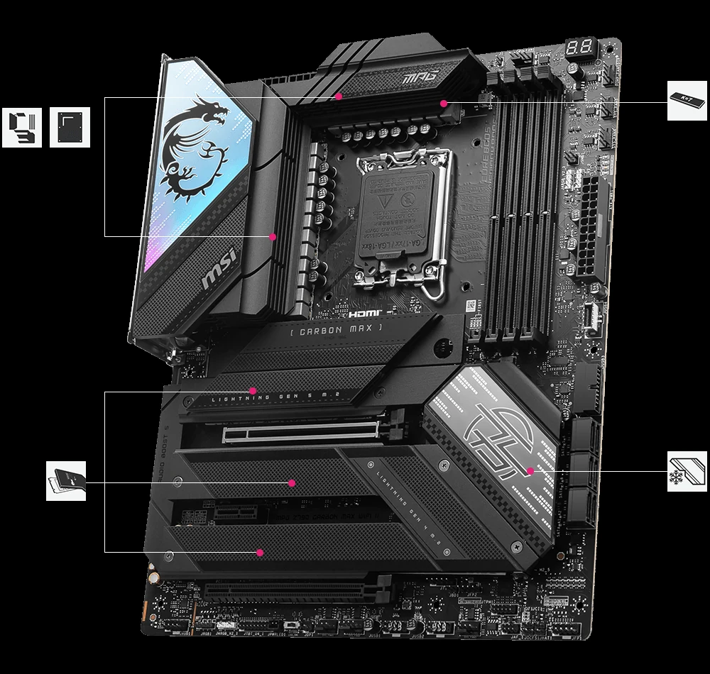 Mainboard MSI MPG Z790 Carbon Max WiFi II - 4 Khe RAM DDR5 - LGA 1700 - NEW
