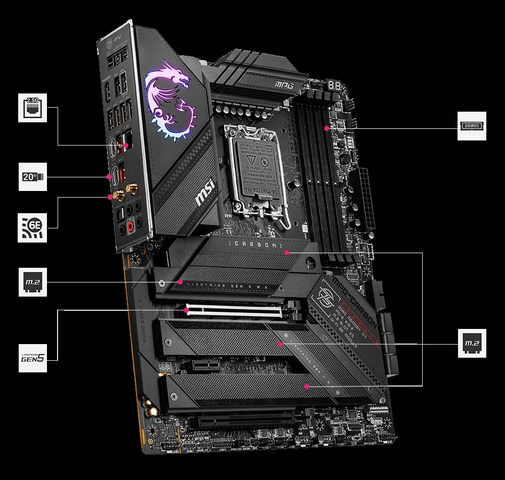 Mainboard MSI MPG Z790 Carbon WiFi - 4 Khe RAM DDR5 - LGA 1700 - NEW