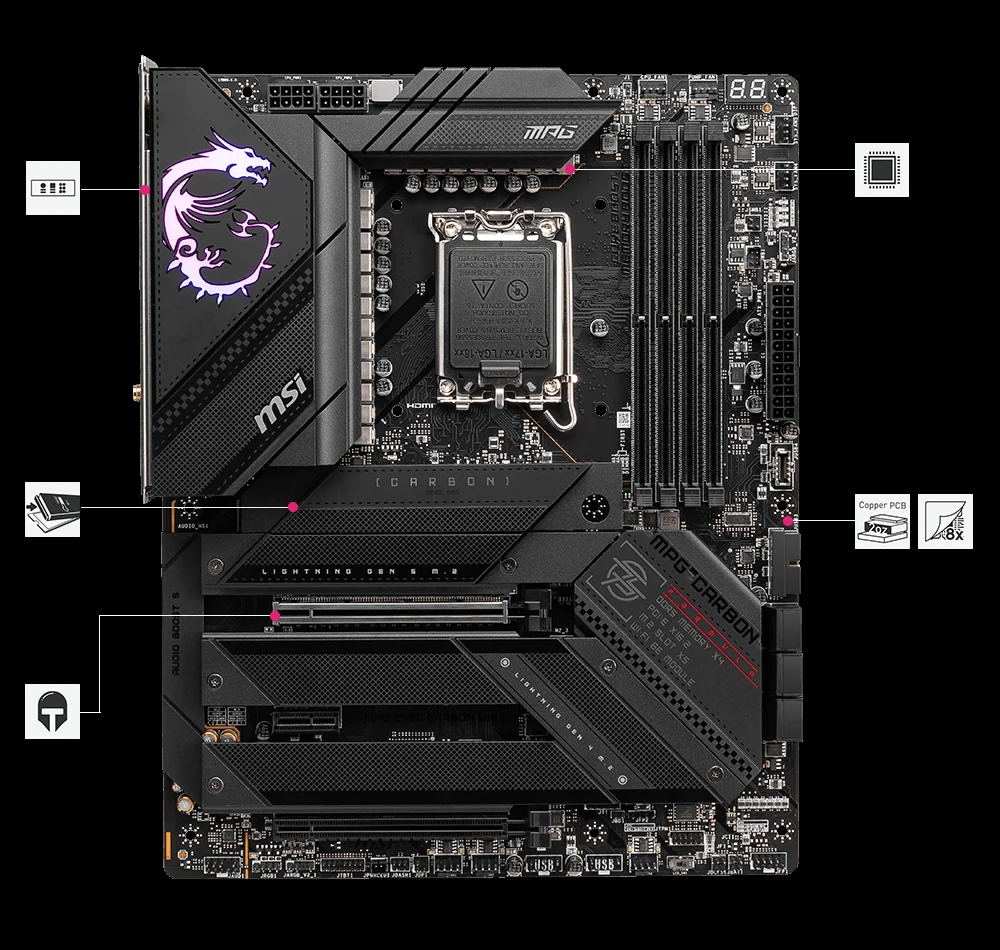 Mainboard MSI MPG Z790 Carbon WiFi - 4 Khe RAM DDR5 - LGA 1700 - NEW