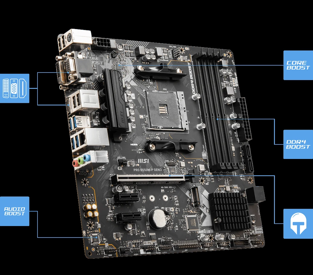 Mainboard MSI PRO B550M-P GEN3 - 4 Khe RAM DDR4 - AM4 - NEW