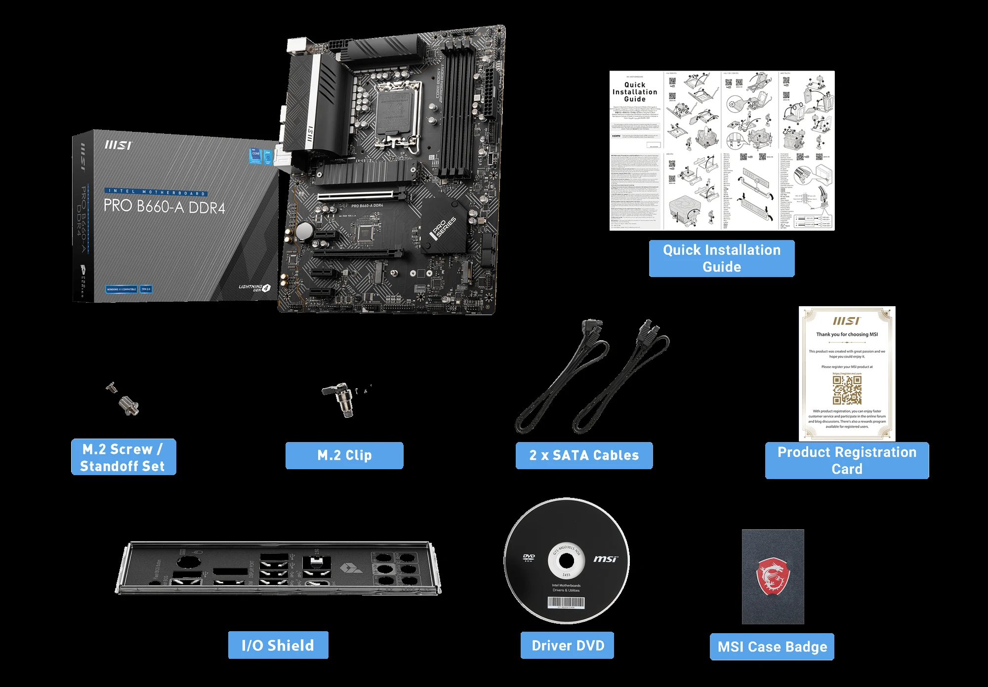 Mainboard MSI PRO B660-A DDR4 - 4 Khe RAM DDR4 - LGA 1700 - NEW
