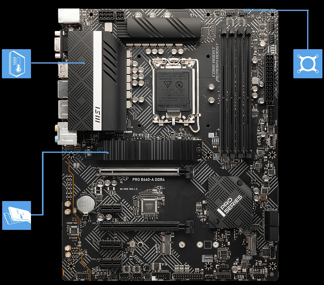 Mainboard MSI PRO B660-A DDR4 - 4 Khe RAM DDR4 - LGA 1700 - NEW