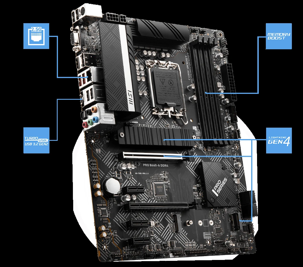 Mainboard MSI PRO B660-A DDR4 - 4 Khe RAM DDR4 - LGA 1700 - NEW