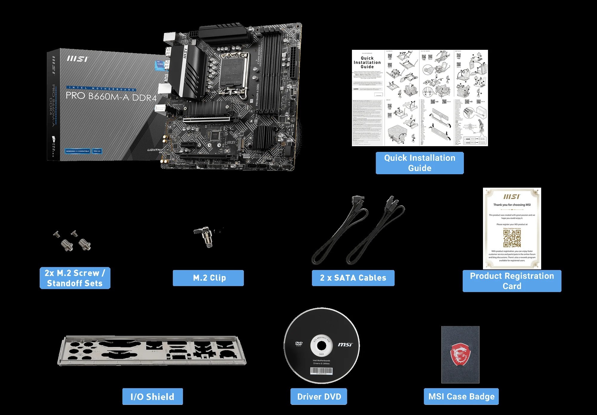 Mainboard MSI PRO B660M-A DDR4 - 4 Khe RAM DDR4 - LGA 1700 - NEW