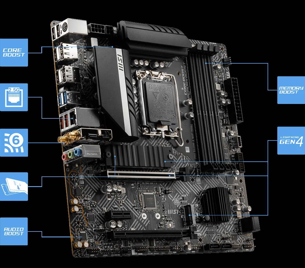 Mainboard MSI PRO B660M-A WiFi DDR4 - 4 Khe RAM DDR4 - LGA 1700 - NEW