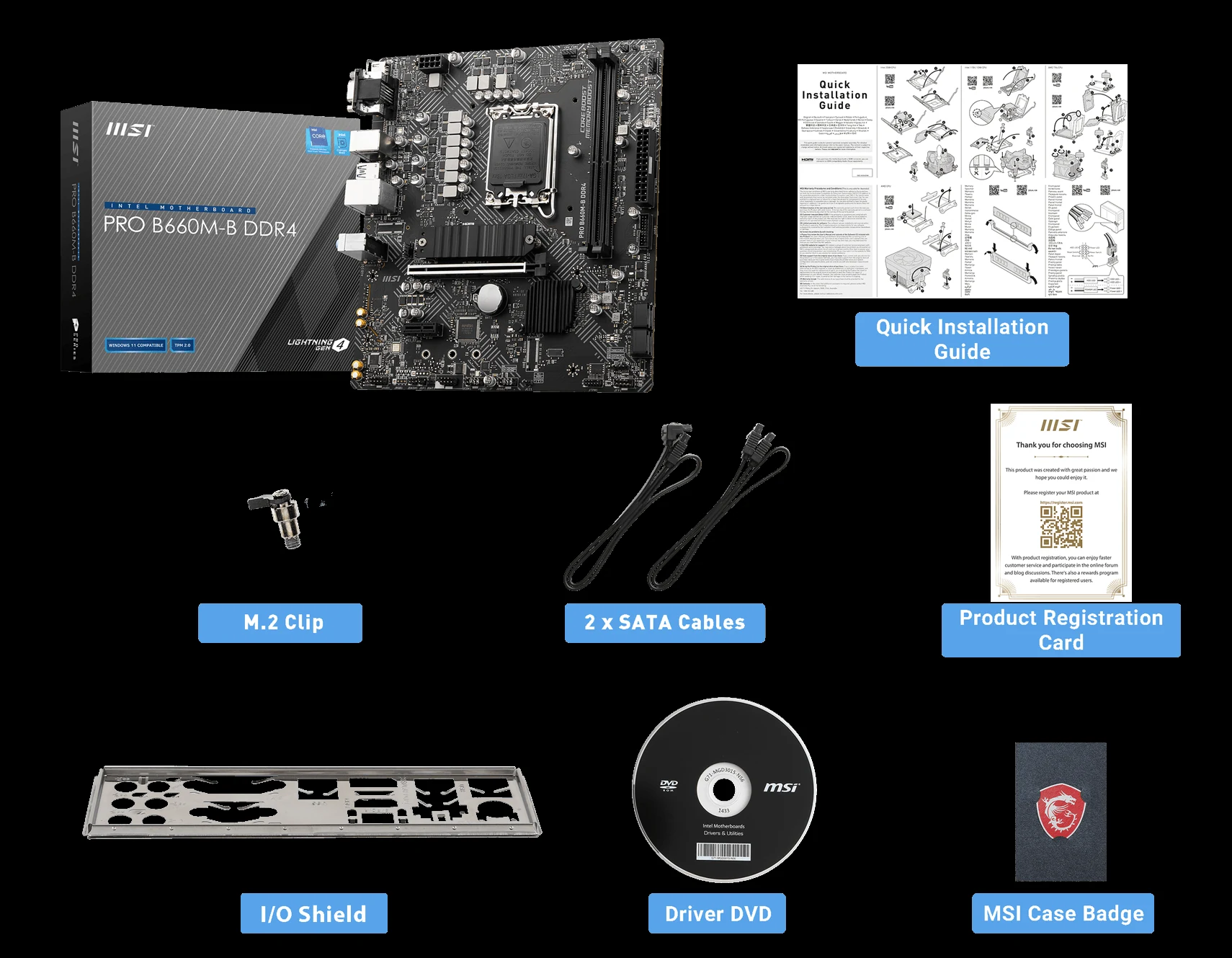 Mainboard MSI PRO B660M-B DDR4 - 2 Khe RAM DDR4 - LGA 1700 - NEW