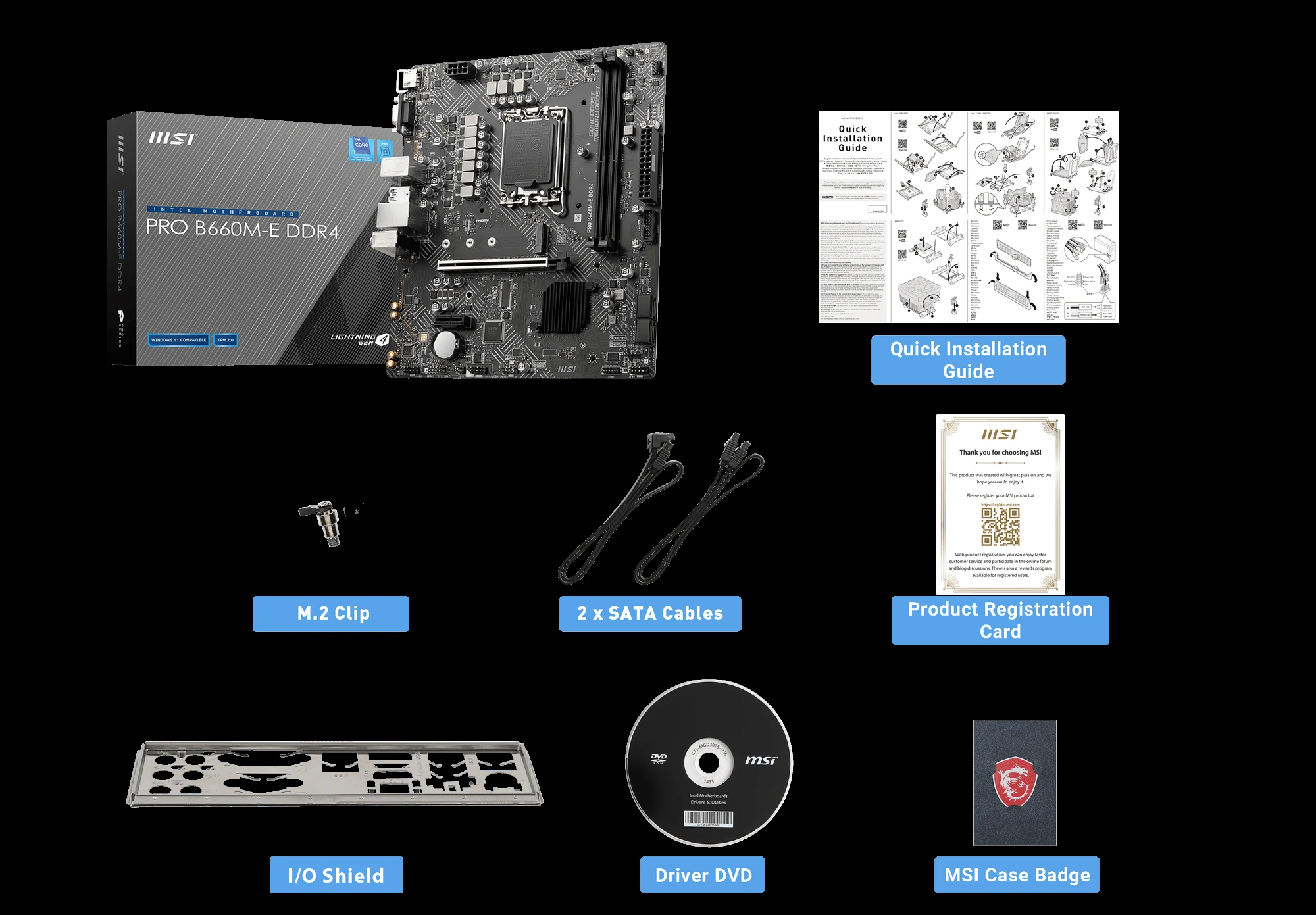 Mainboard MSI PRO B660M-E DDR4 - 2 Khe RAM DDR4 - LGA 1700 - NEW