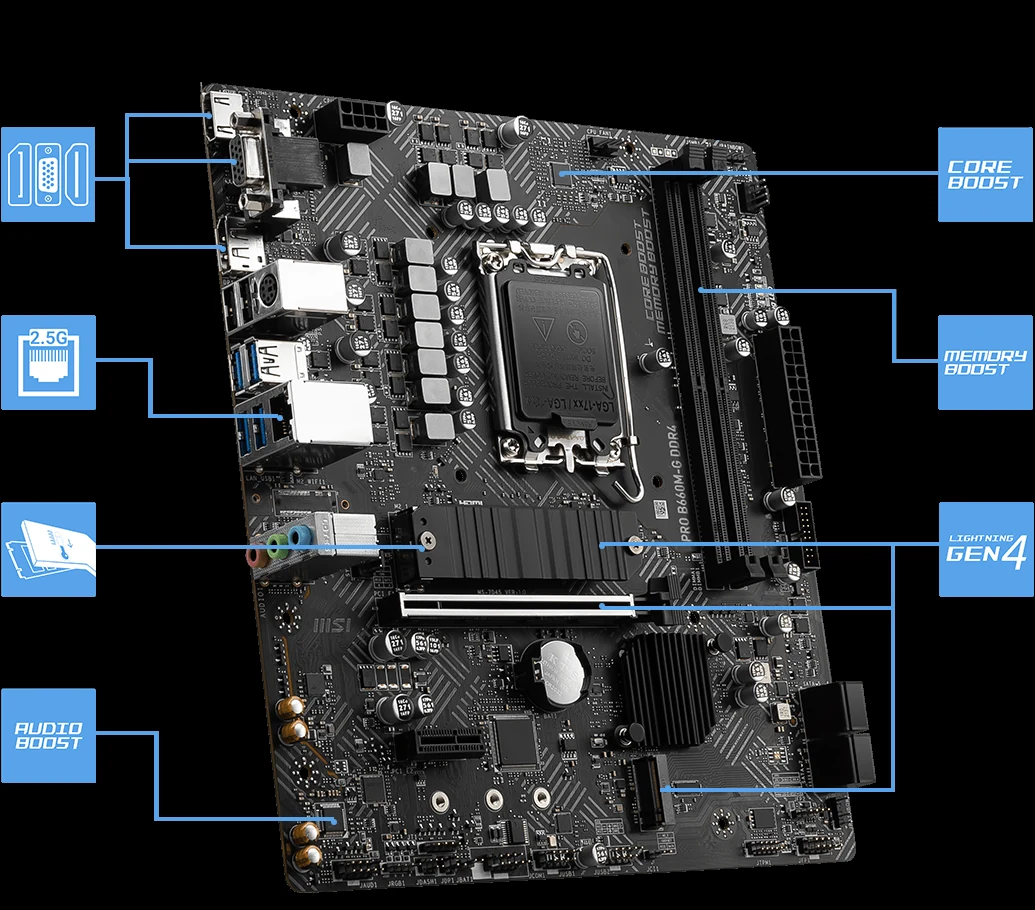 Mainboard MSI PRO B660M-G DDR4 - 2 Khe RAM DDR4 - LGA 1700 - NEW