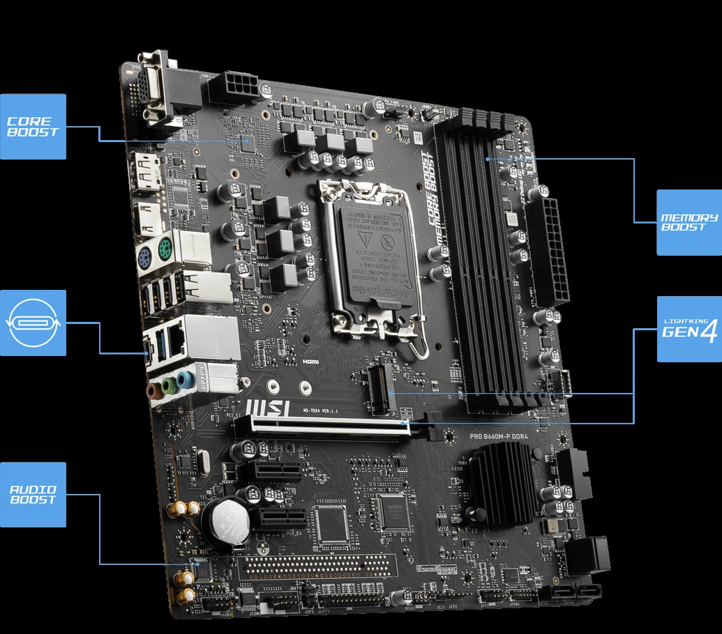 Mainboard MSI PRO B660M-P DDR4 - 4 Khe RAM DDR4 - LGA 1700 - NEW