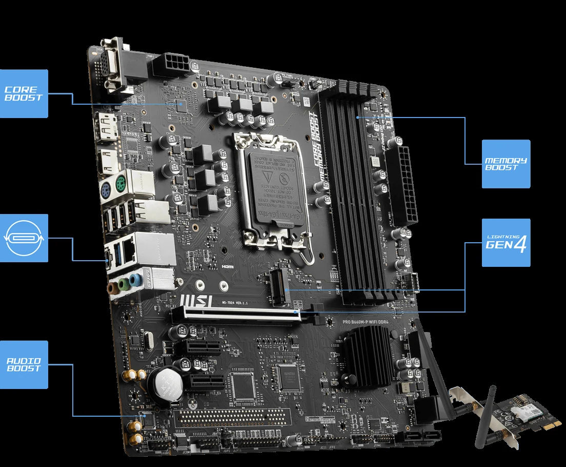 Mainboard MSI PRO B660M-P DDR4 - 4 Khe RAM DDR4 - LGA 1700 - NEW