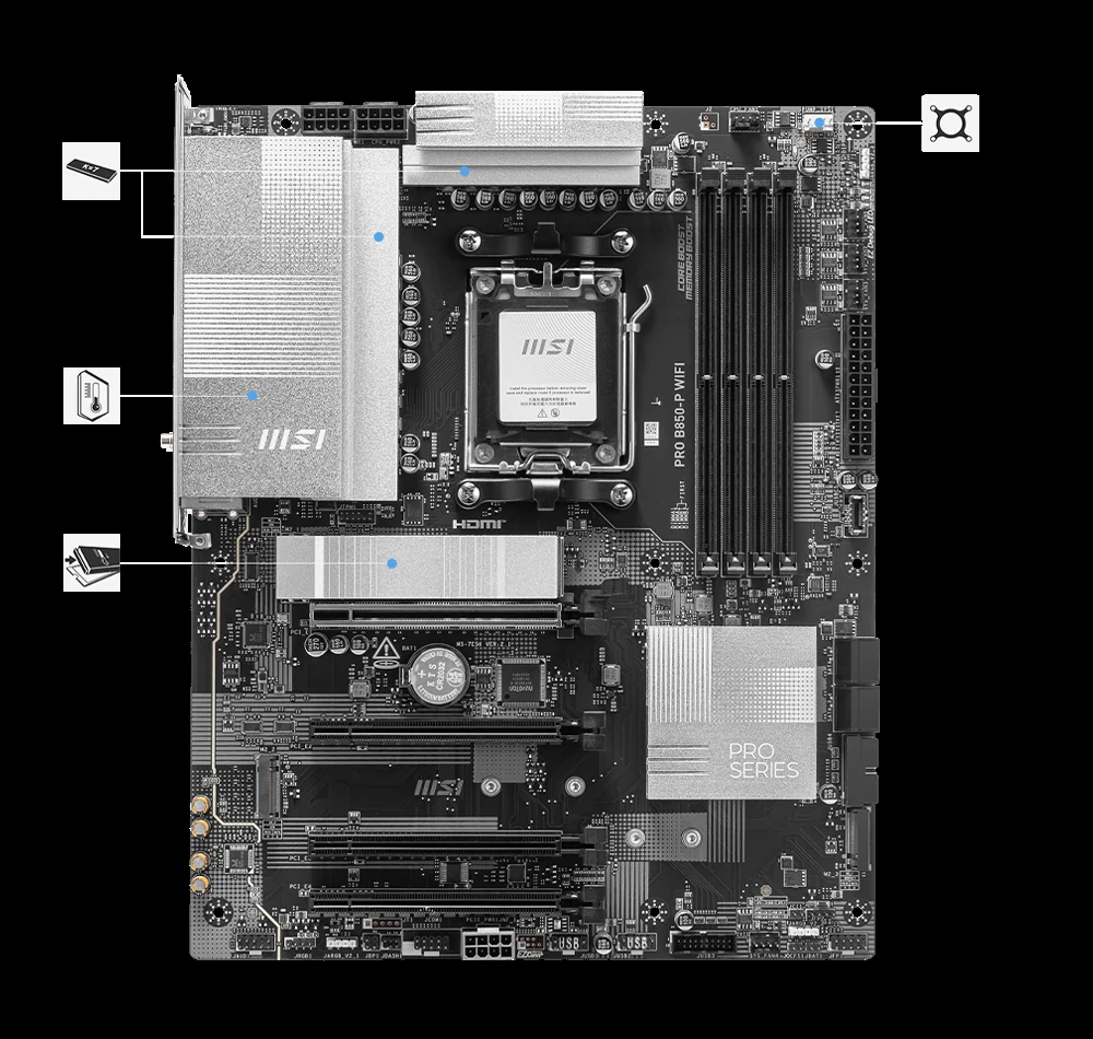 Mainboard MSI PRO B850-P WIFI - 4 Khe RAM DDR5 - AM5 - NEW