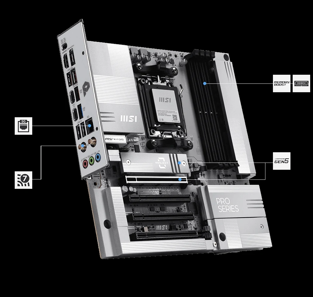 Mainboard MSI PRO B850M-A WIFI - 4 Khe RAM DDR5 - AM5 - NEW