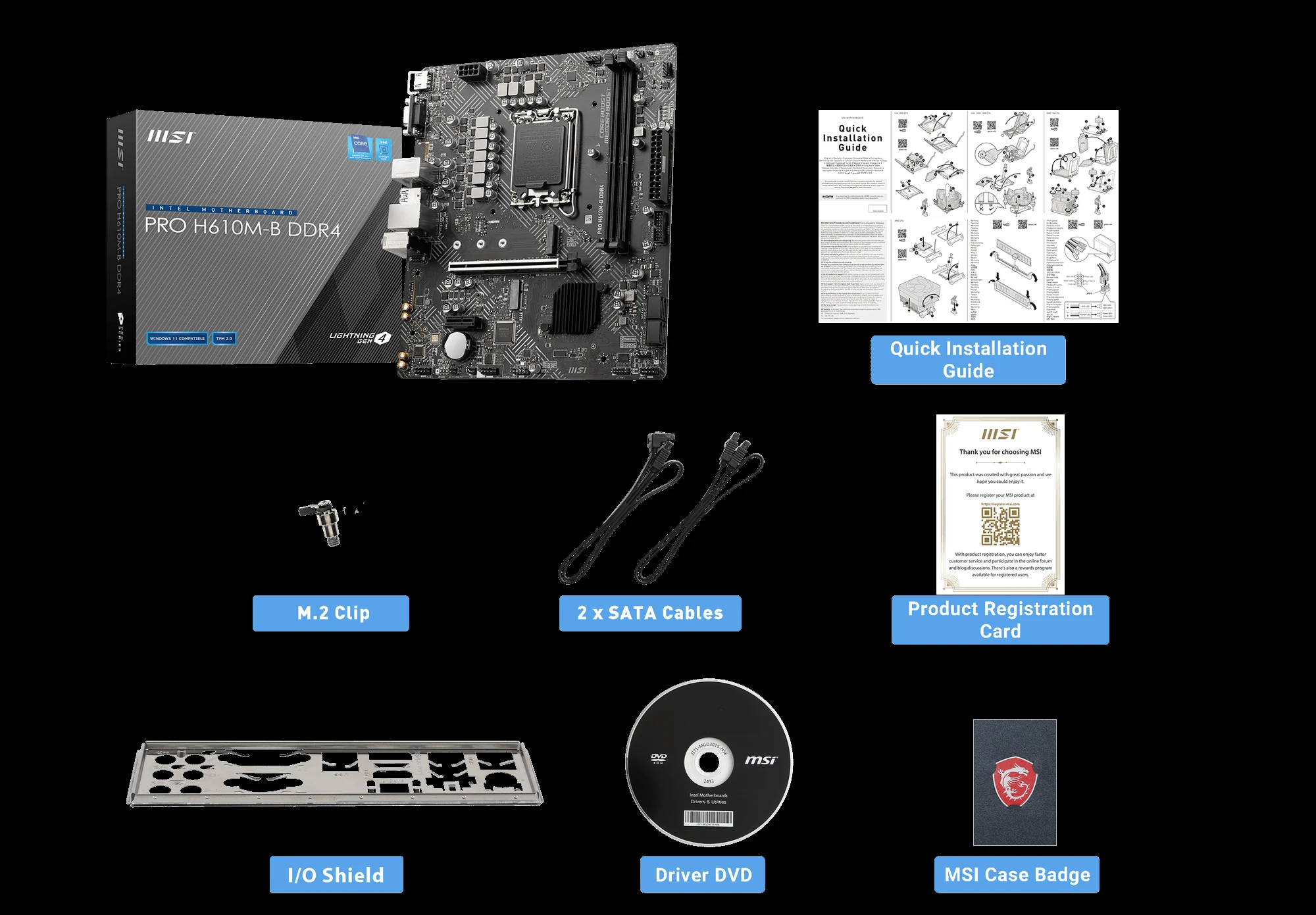 Mainboard MSI PRO H610M-B DDR4 - 2 Khe Ram DDR4 - LGA 1700 - NEW