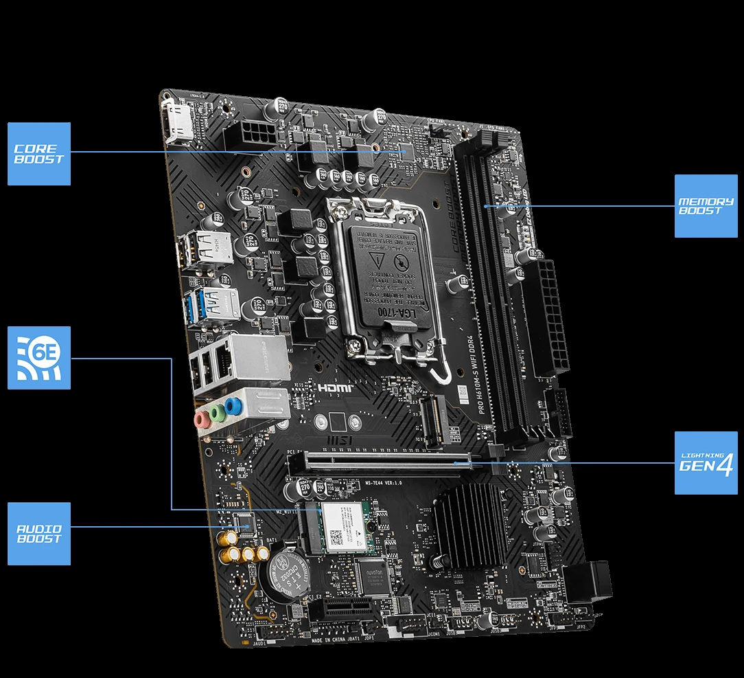 Mainboard MSI PRO H610M-S WIFI DDR4 - 2 Khe Ram DDR4 - LGA 1700 - NEW