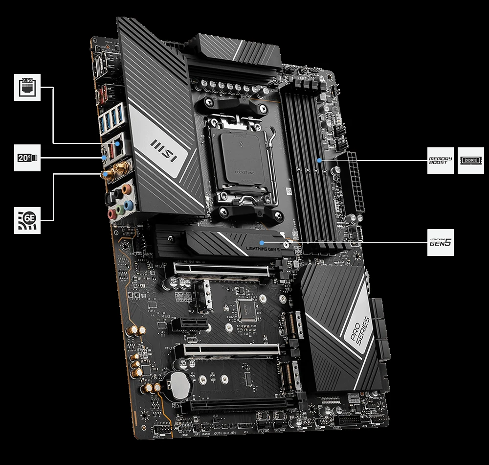 Mainboard MSI PRO X670-P WIFI - 4 Khe RAM DDR5 - AM5 - NEW