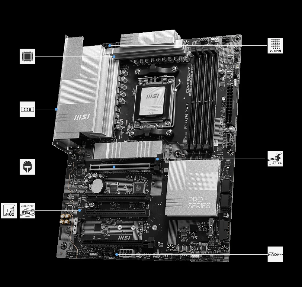 Mainboard MSI PRO X870-P WIFI - 4 Khe RAM DDR5 - AM5 - NEW