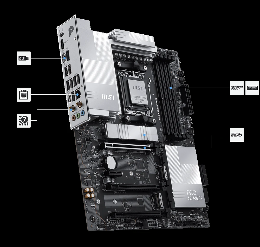 Mainboard MSI PRO X870E-P WIFI - 4 Khe RAM DDR5 - AM5 - NEW