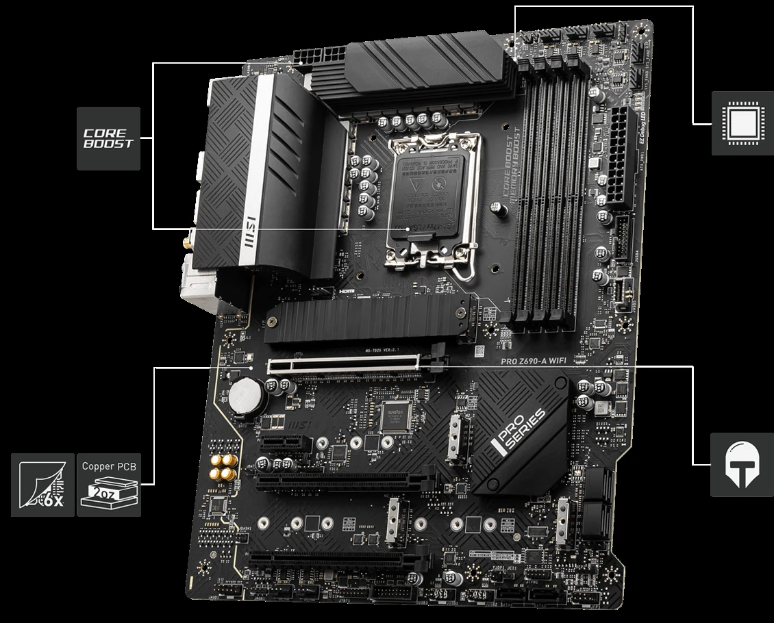 Mainboard MSI PRO Z690-A WiFi - 4 Khe RAM DDR5 - LGA 1700 - NEW