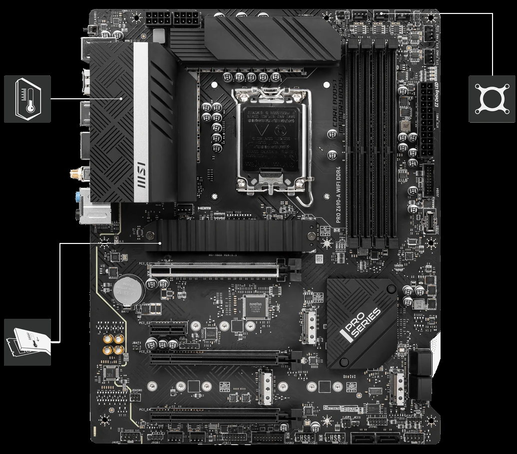 Mainboard MSI PRO Z690-A WiFi DDR4 - 4 Khe RAM DDR4 - LGA 1700 - NEW