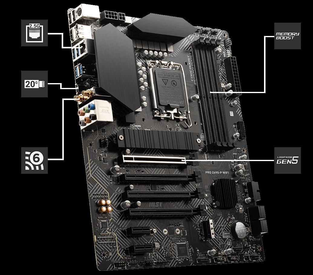 Mainboard MSI PRO Z690-P WiFi - 4 Khe RAM DDR5 - LGA 1700 - NEW