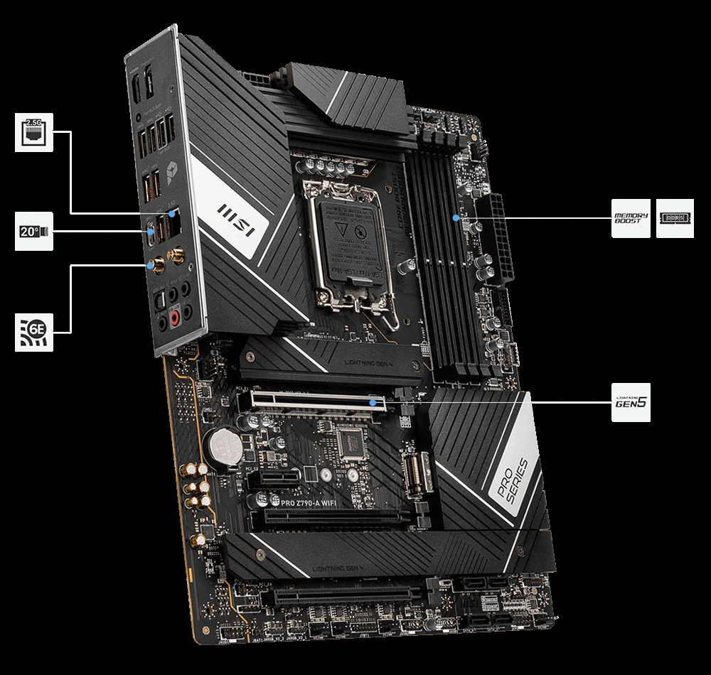 Mainboard MSI PRO Z790-A WiFi - 4 Khe RAM DDR5 - LGA 1700 - NEW