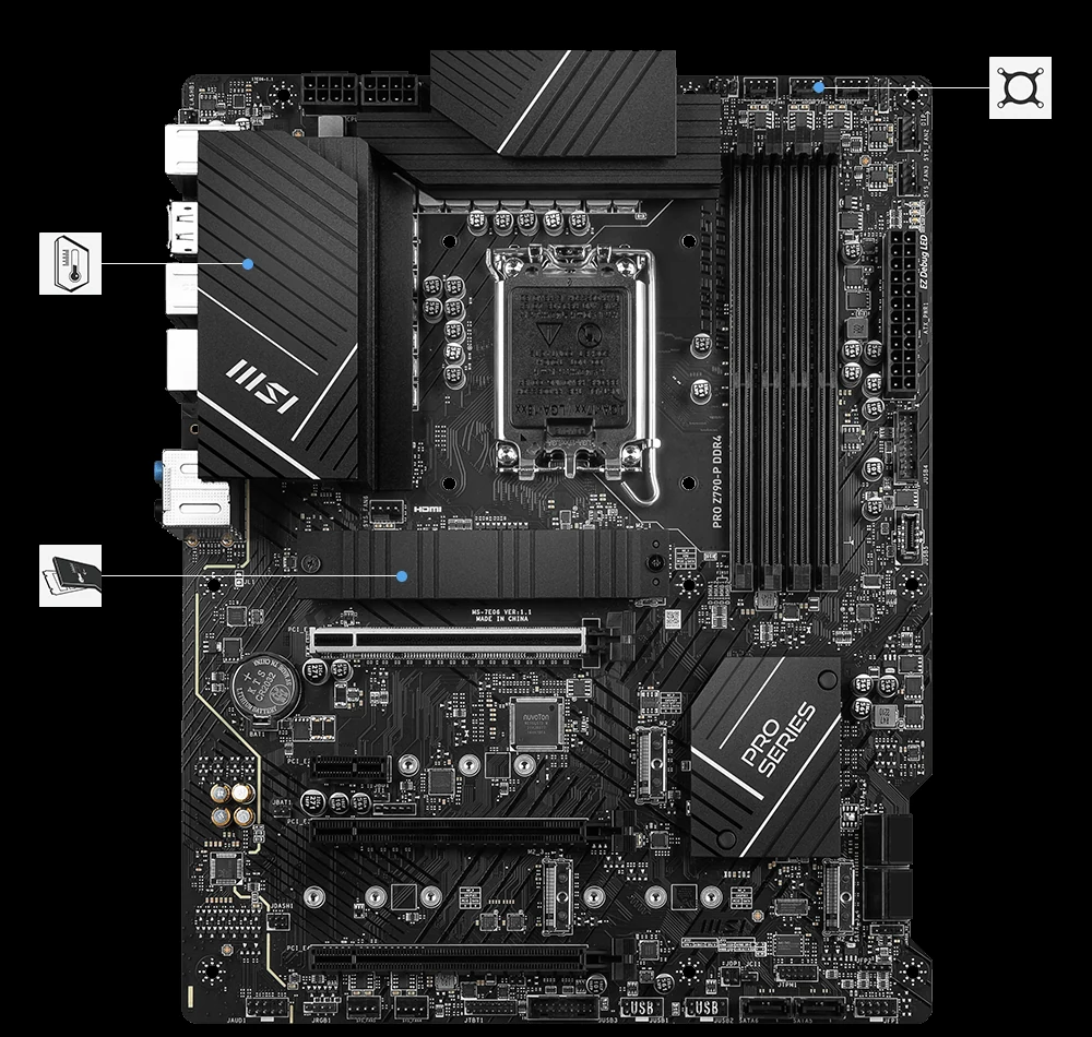 Mainboard MSI PRO Z790-P DDR4 - 4 Khe RAM DDR4 - LGA 1700 - NEW