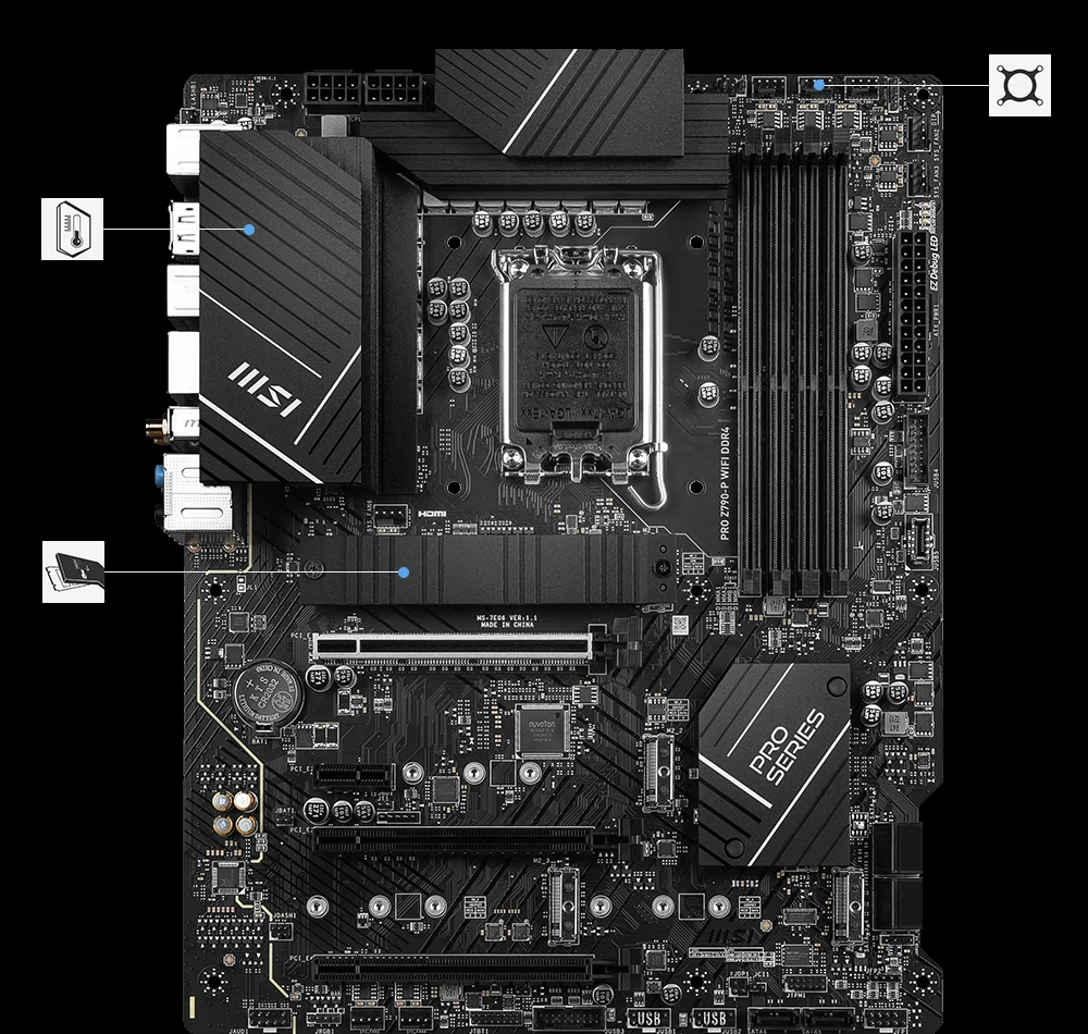 Mainboard MSI PRO Z790-P WiFi DDR4 - 4 Khe RAM DDR4 - LGA 1700 - NEW