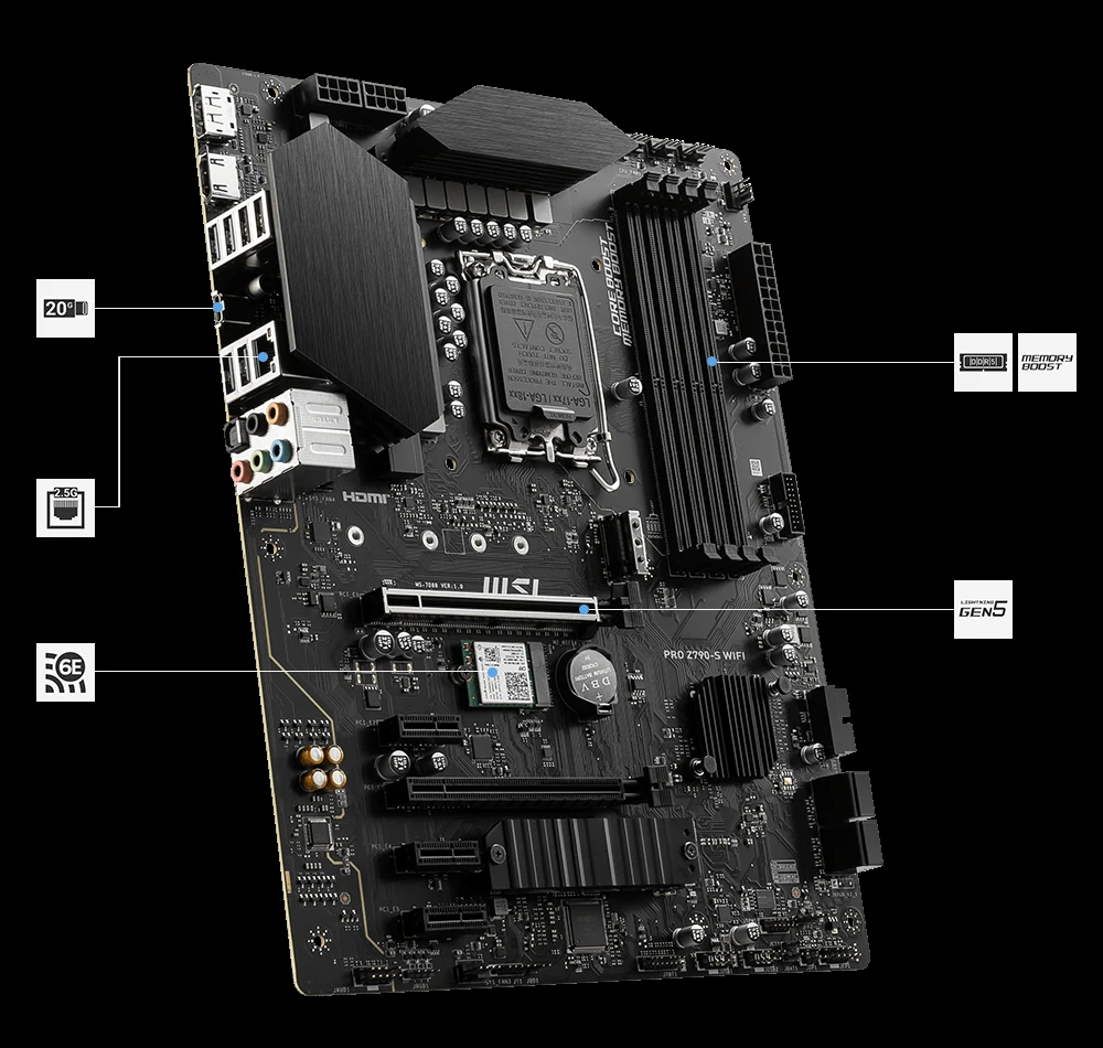 Mainboard MSI PRO Z790-S WiFi - 4 Khe RAM DDR5 - LGA 1700 - NEW