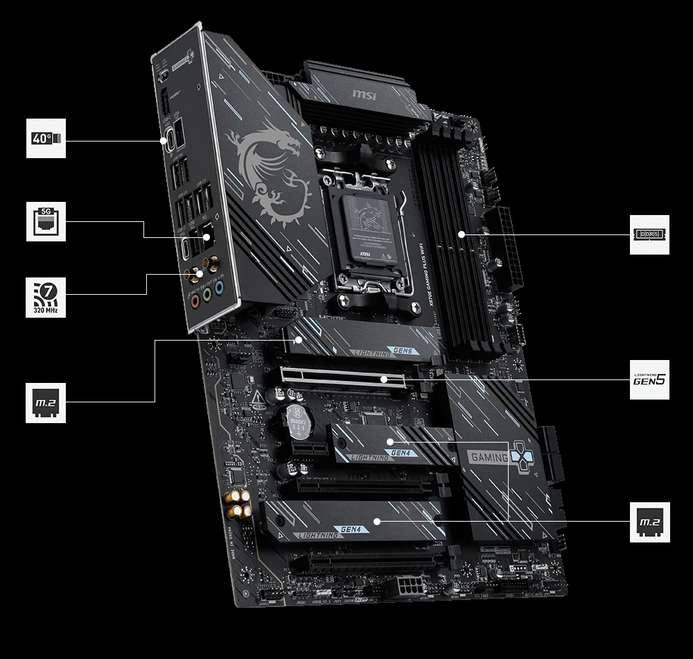 Mainboard MSI X870E GAMING PLUS WIFI - 4 Khe RAM DDR5 - AM5 - NEW