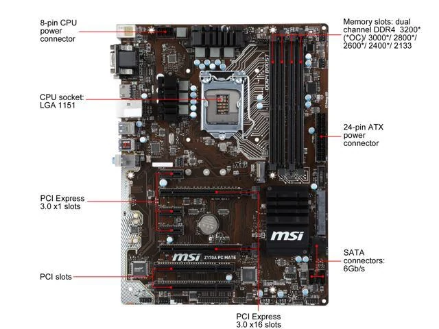 Mainboard MSI Z170A PC MATE - LGA 1151 - NEW