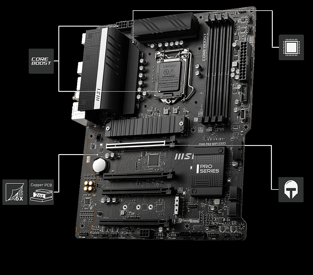 Mainboard MSI Z590 PRO WIFI CEC - LGA 1200 - NEW