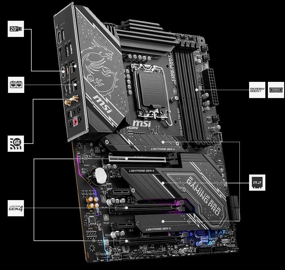 Mainboard MSI Z790 Gaming Pro WiFi - 4 Khe RAM DDR5 - LGA 1700 - NEW