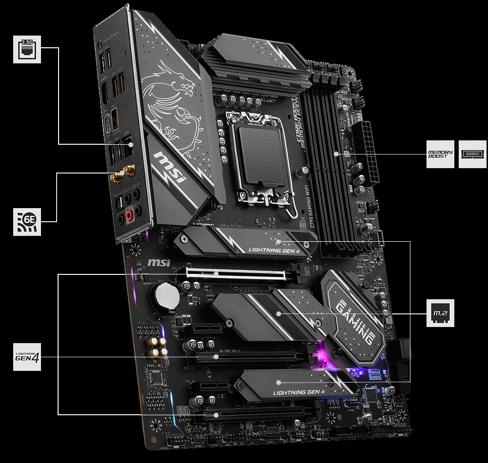 Mainboard MSI Z790 Gaming WiFi - 4 Khe RAM DDR5 - LGA 1700 - NEW